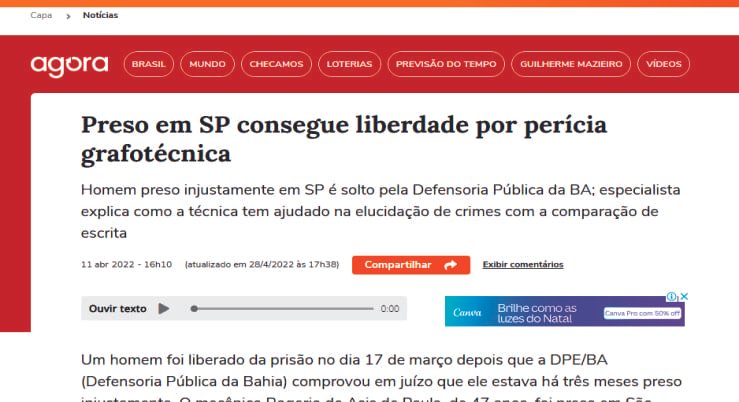 casos reais envolvendo perícia grafotécnica